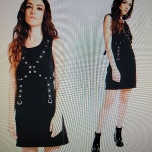Tripp NYC Sz M Daang Goodman Grommet Dress Goth Emo Black CE4010